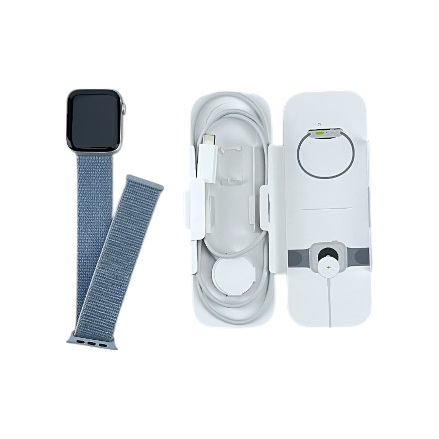 Apple Watch SE 2 Cellular Aluminium Silber 44 mm Sport Loop Blaue Wolke | Retourware