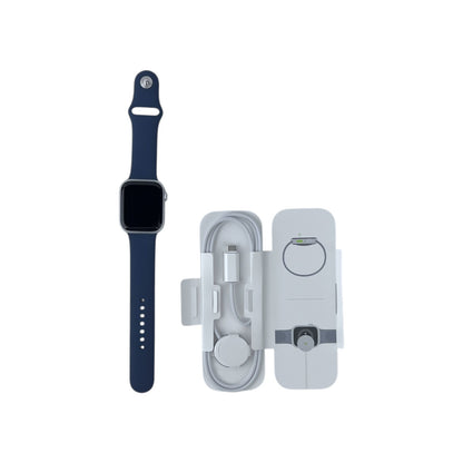 Apple Watch 9 Cellular Aluminium Silber 45 mm Sportarmband Sturmblau | Retourware