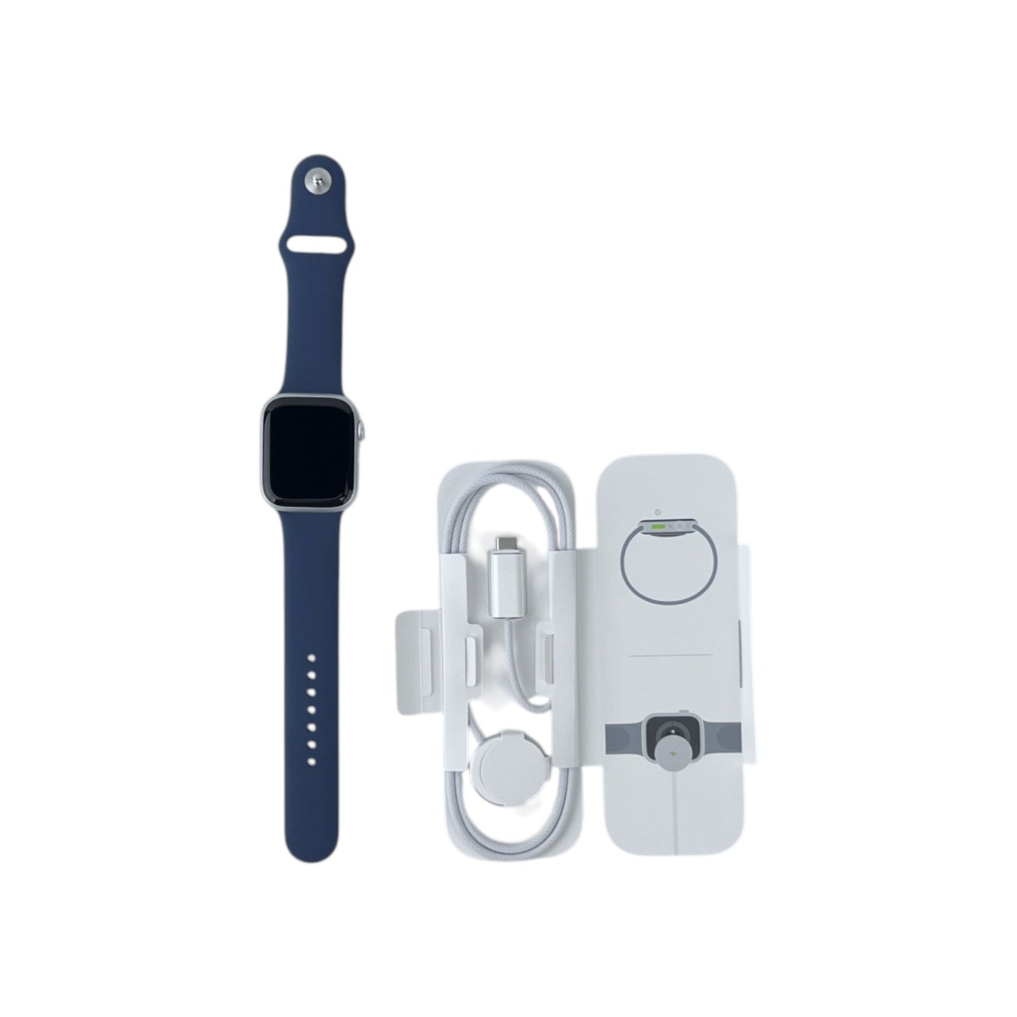 Apple Watch 9 Cellular Aluminium Silber 45 mm Sportarmband Sturmblau | Retourware