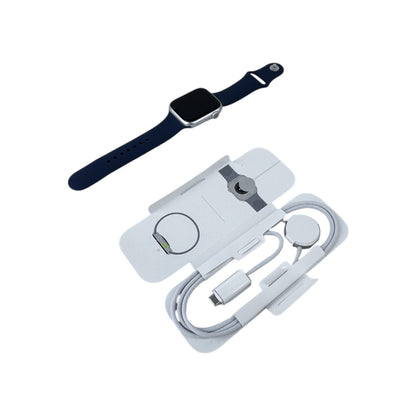 Apple Watch 9 GPS Aluminium Silber 45 mm Sportarmband Sturmblau | Retourware